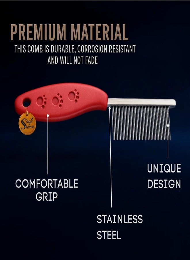 سايج سكوير مشط سيج سكوير للحيوانات الأليفة (الكلاب والقطط) | مشط تنظيف ذو وجه واحد بأسنان دقيقة من الفولاذ المقاوم للصدأ | أداة لفك التشابك، والتخلص من البراغيث، وإزالة الشعر المتساقط | مقبض مانع للانزلاق | مثالي للشعر القصير والطويل | 19 سم (عشوائي) - Image 5